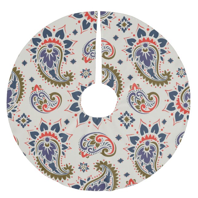 Classic seamless paisley pattern design. brushed polyester tree skirt (Front)
