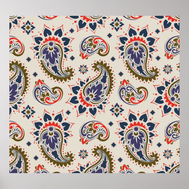 Classic seamless paisley pattern design. poster (Front)