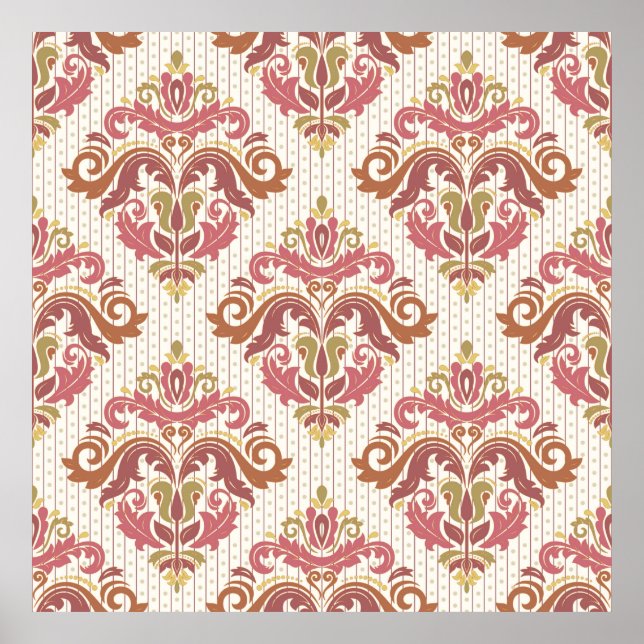 Classic seamless pattern. Damask orient colourful  Poster (Front)