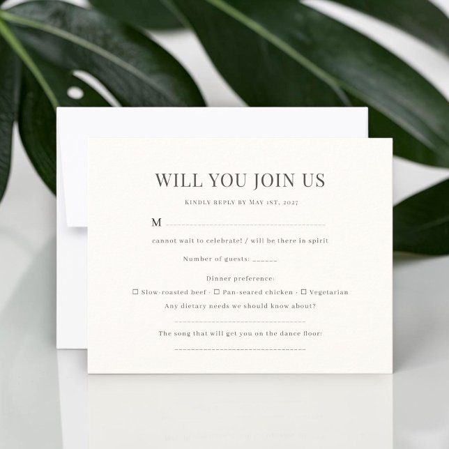 Classic Serif Wedding Reply Card (Creator Uploaded)