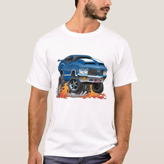 Classic Seventies American Muscle Car Cartoon T-Shirt (Front)