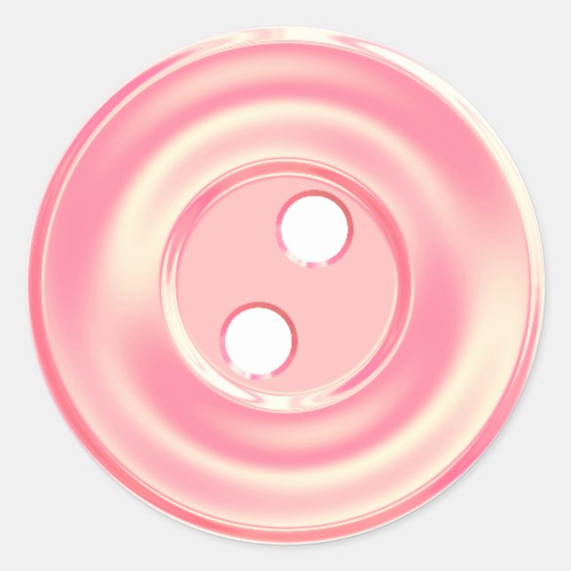 classic sewing button cute pink classic round sticker (Front)