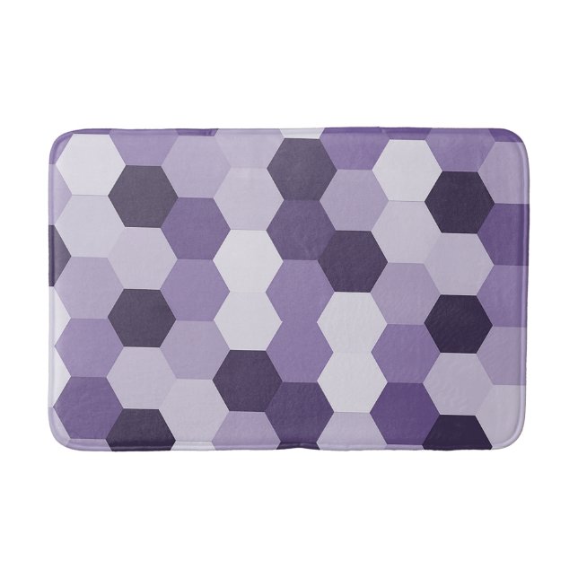 Classic Shades of Lavendar Hexagonal Geometric Bath Mat (Front)