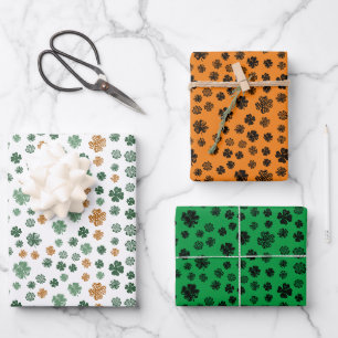 Classic Shamrock Pattern St. Patrick's Day set of Wrapping Paper Sheet