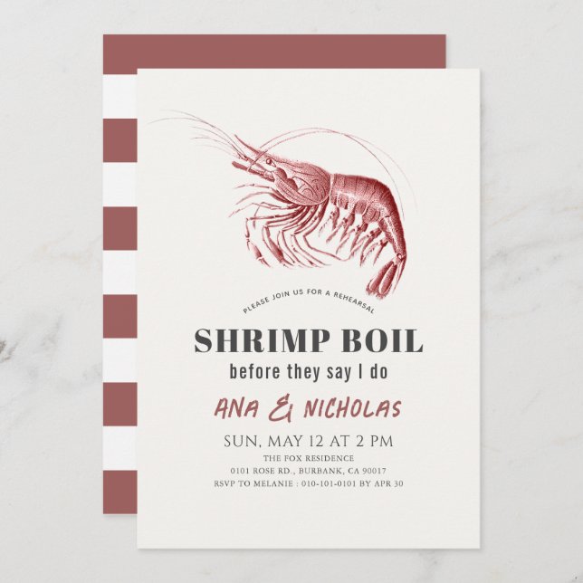 Classic Shrimp Boil Rehearsal Dinner Invitation (Front/Back)