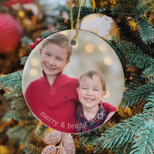 Classic Siblings Photo Christmas Metal Ornament