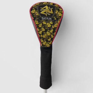 Classic Sicilian Trinacria Gold Leaf Pattern Golf Head Cover
