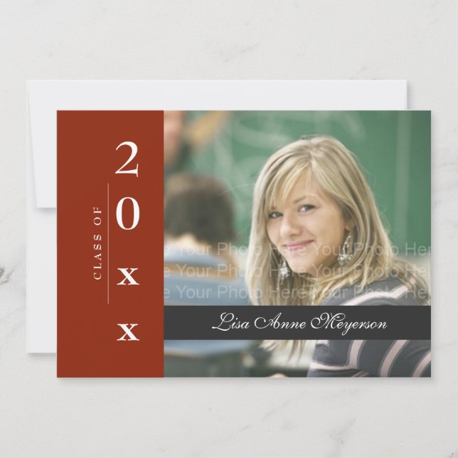 Classic Side Band: Grey & Maroon Invitation (Front)
