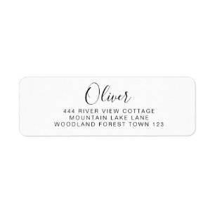 Classic Signature Black White Elegant Plain Simple Return Address Label