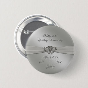 Classic Silver 25th Wedding Anniversary Button
