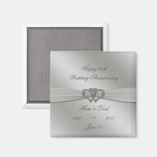 Classic Silver 25th Wedding Anniversary Magnet