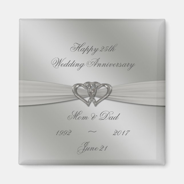 Classic Silver 25th Wedding Anniversary Magnet (Front)