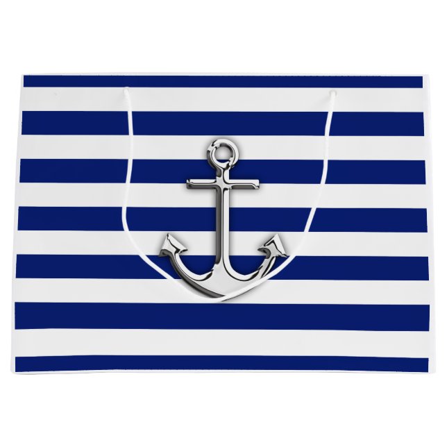 Classic Silver Anchor Large Gift Bag (Front)