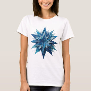 Classic Silver BLUE STAR Artistic Motif T-Shirt