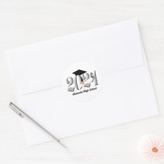 Classic Silver Class of 2024 Classic Round Sticker (Envelope)