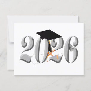 Classic Silver Class of 2026 Graduation Postcard