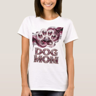Classic Silver DOG MOM Bold Design T-Shirt