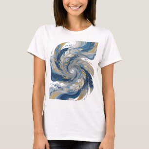 Classic Silver FEATHERS IN SPIRAL 3D Text Art T-Shirt