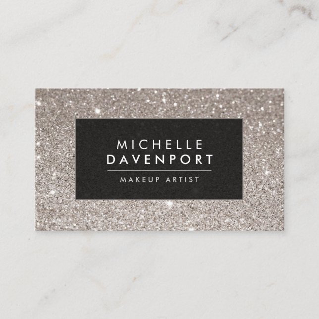 Classic Silver Glitter Makeup Artist Business Card (Front)
