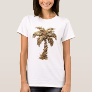 Classic Silver GOLDEN PALM TREE Print T-Shirt