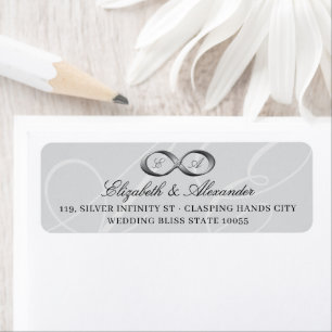 Classic Silver Infinity Hand Clasp Wedding Address Return Address Label