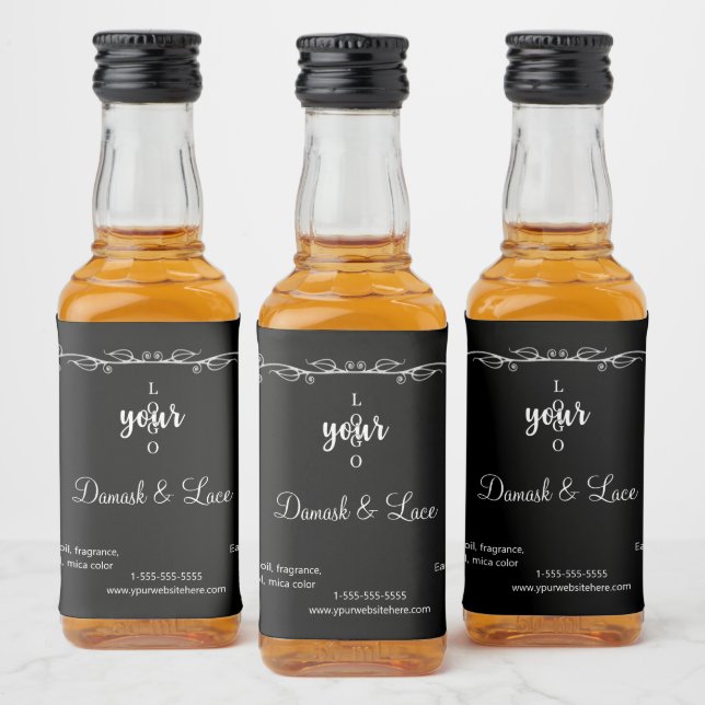 Classic Silver Leaf Border Luxury Perfume  Liquor  Bottle Label (Bottles)
