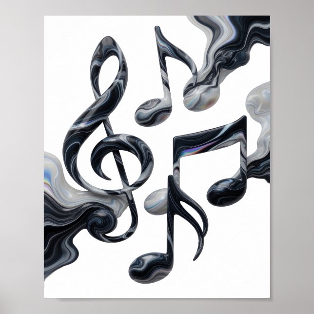 Classic Silver MUSIC IN MOTION Custom Design Poster (Front)