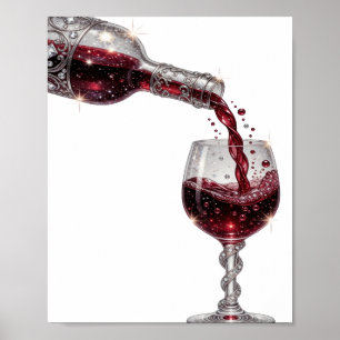 Classic Silver RED WINE Print
