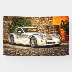 Classic Silver Sports Car Banner