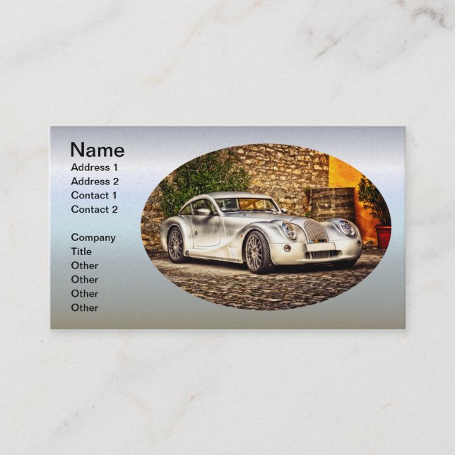 Classic Silver Sports Car Business Card (Front)