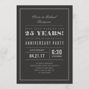 Classic Silver Wedding Anniversary Invitations