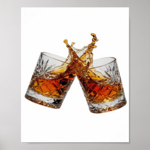 Classic Silver WHISKY SPLASH Artistic Motif Poster