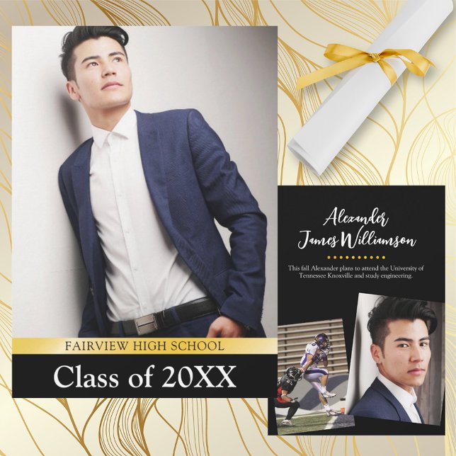 Classic Simple 3 Photos Graduation Announcement (Creator Uploaded)