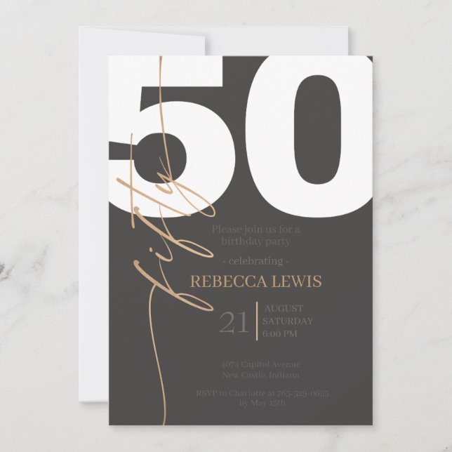 Classic Simple 50th Modern Adult Birthday Invitation (Front)