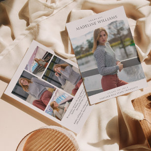 Classic Simple 5 Photo Graduation Collage Announcement