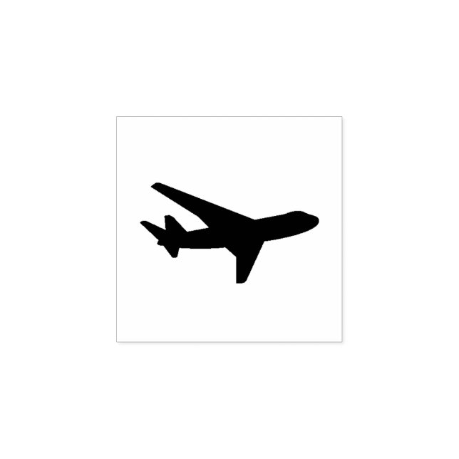 Classic Simple Aeroplane Silhouette Outline Rubber Stamp (Imprint)