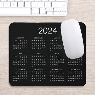 Classic Simple Black And White 2020 Calendar Mouse Pad