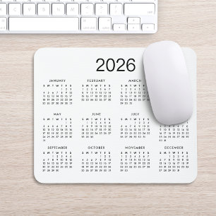 Classic Simple Black And White 2022 Calendar Mouse Pad