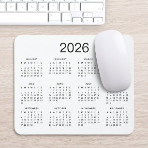 Classic Simple Black And White 2024 Calendar Mouse Pad