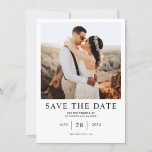 Classic Simple Black Photo Save the date Postcard