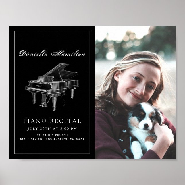 Classic Simple Black Piano Recital Photo Poster (Front)