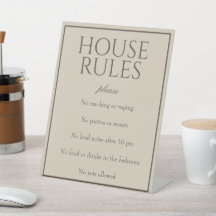 Classic Simple Brown House Rules Table Sign