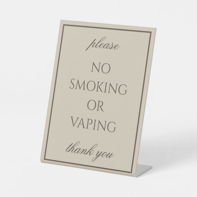 Classic Simple Brown No Smoking Tabletop Sign (Front)
