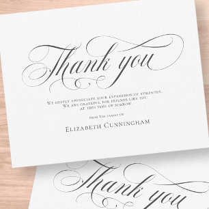 Classic Simple Calligraphy Memorial Thank You Card