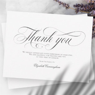 Classic Simple Calligraphy Memorial Thank You Card