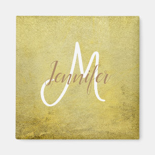 Classic Simple clean Golden glam Monogram Name Magnet