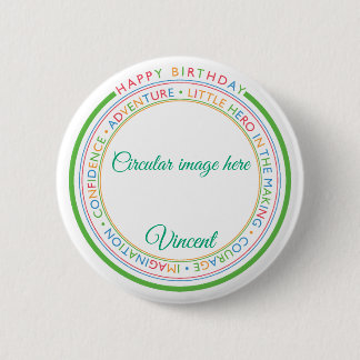 Classic Simple Custom Photo Happy Birthday  6 Cm Round Badge