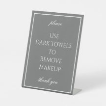 Classic Simple Dark Grey Makeup Towel Counter Sign