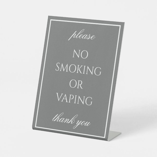 Classic Simple Dark Grey No Smoking Tabletop Sign (Front)