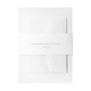 Classic Simple Dusty Blue Wedding Invitation Belly Band